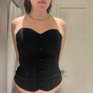 Women's Black Button Down Strapless Top